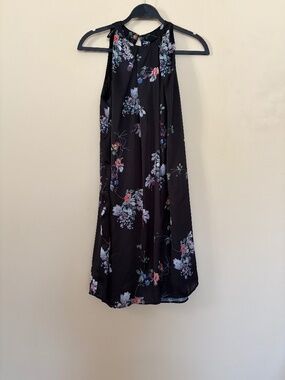 MNG Collection (Mango) Black Floral Halter Mini Dress - Size M